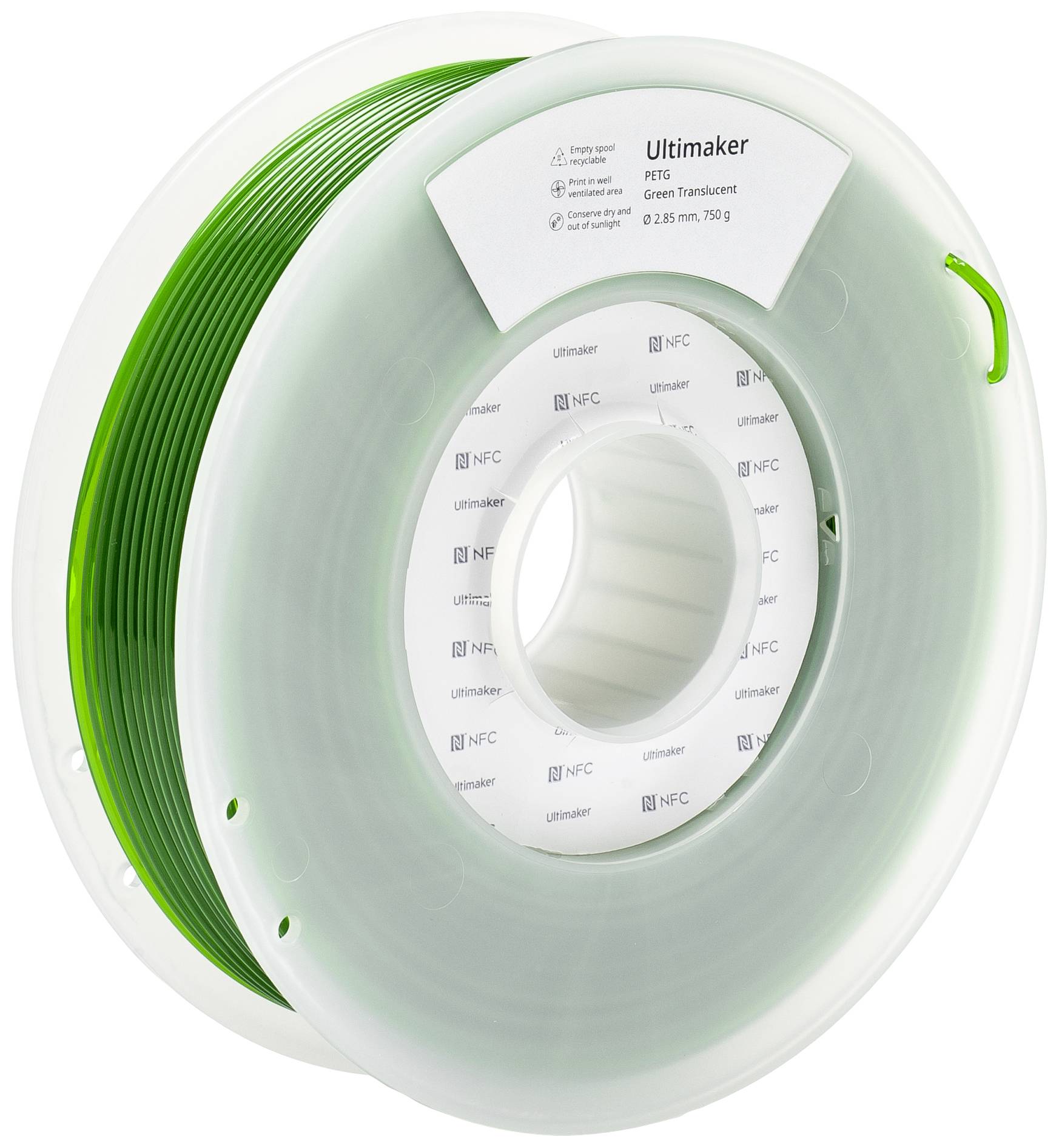 Ultimaker 227338 Filament PETG chemisch beständig, hitzebeständig 2.85mm 750g Grün (translucent) 1St.