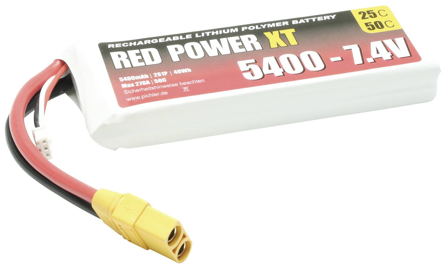 Red Power Modellbau-Akkupack (LiPo) 7.4V 5400 mAh 25 C Softcase XT90