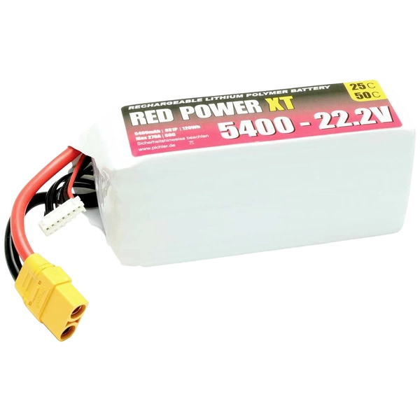 Red Power Modellbau-Akkupack (LiPo) 22.2V 5400 mAh 25 C Softcase XT90 Red Power Modellbau-Akkupack (LiPo) 22.2V 5400 mAh 25 C Softcase XT90