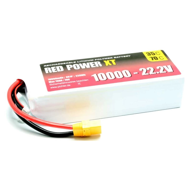 Red Power Modellbau-Akkupack (LiPo) 22.2V 10Ah 35 C Softcase XT90 Red Power Modellbau-Akkupack (LiPo) 22.2V 10Ah 35 C Softcase XT90
