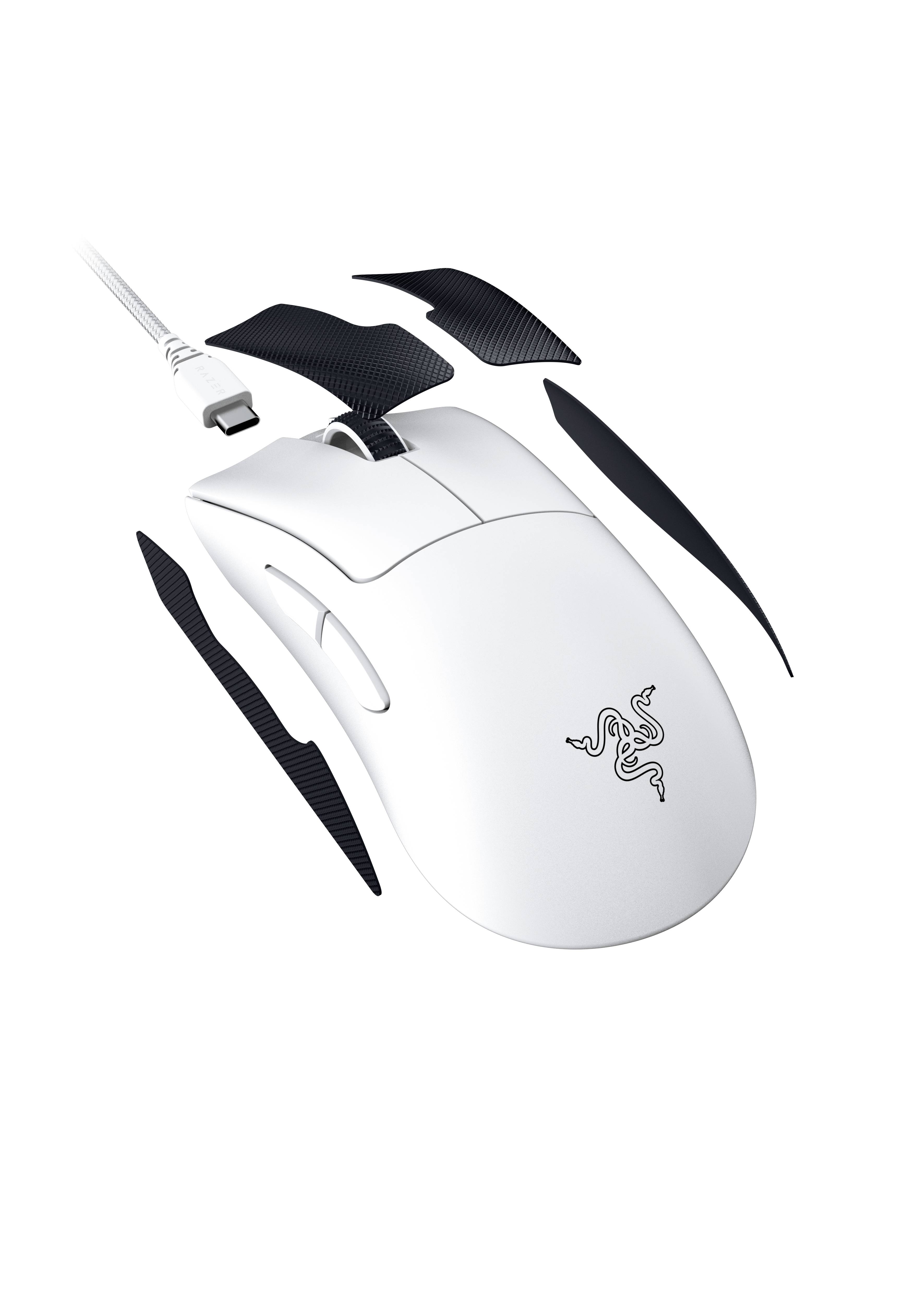 RAZER DeathAdder V3 Pro Gaming-Maus Kabellos, USB Optisch Weiß 5 Tasten 30000 dpi Integrierter Profilspeicher, Integriertes Scrollrad, Wiederaufla