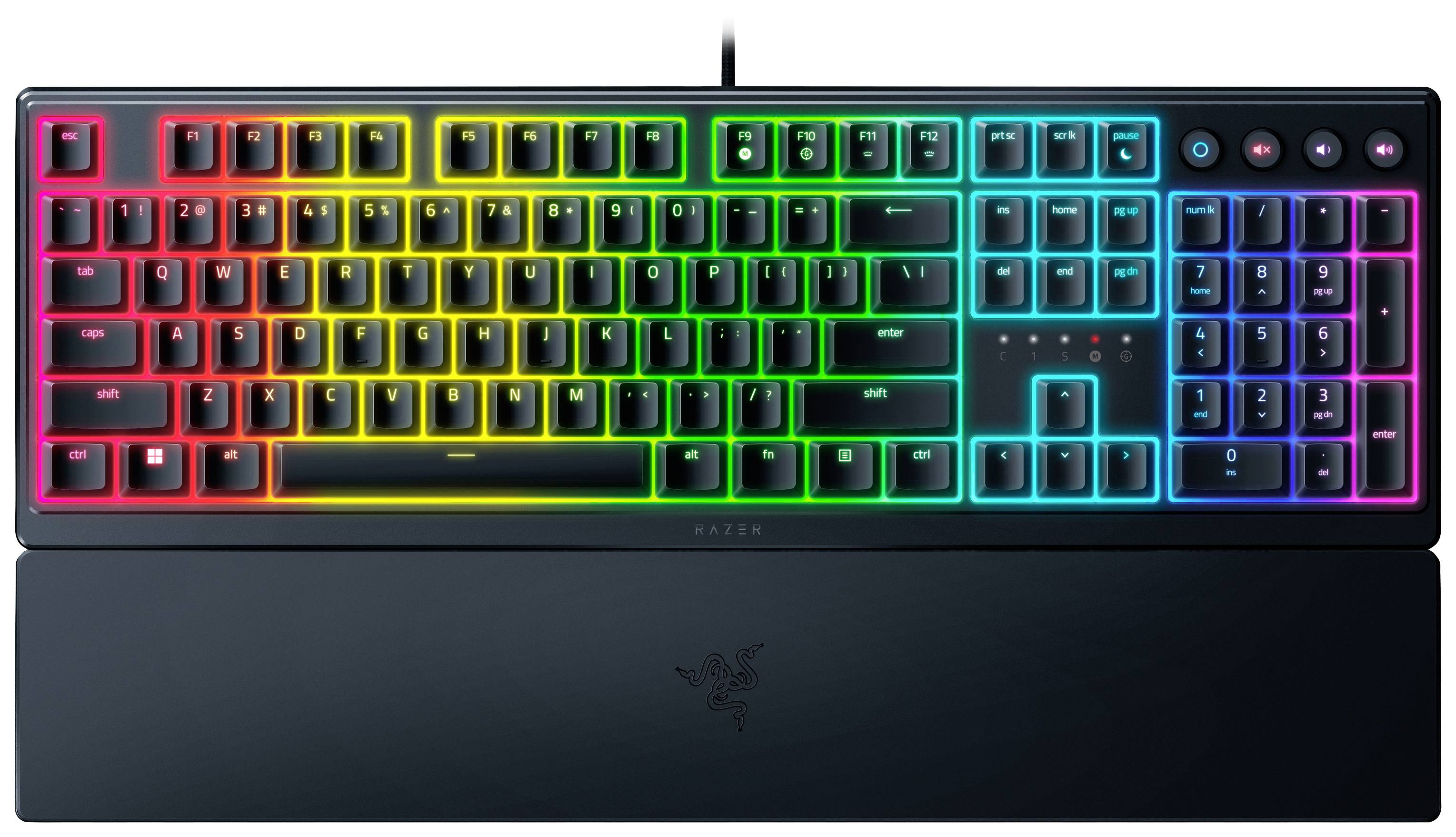 RAZER Ornata V3 Kabelgebunden Gaming-Tastatur Deutsch, QWERTZ Schwarz Beleuchtet, Handballenauflage, Multimediatasten, Vollständig anpassbar