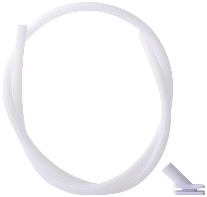 Ein weißer, flexibler Schlauch mit einem Spitzaufsatz.