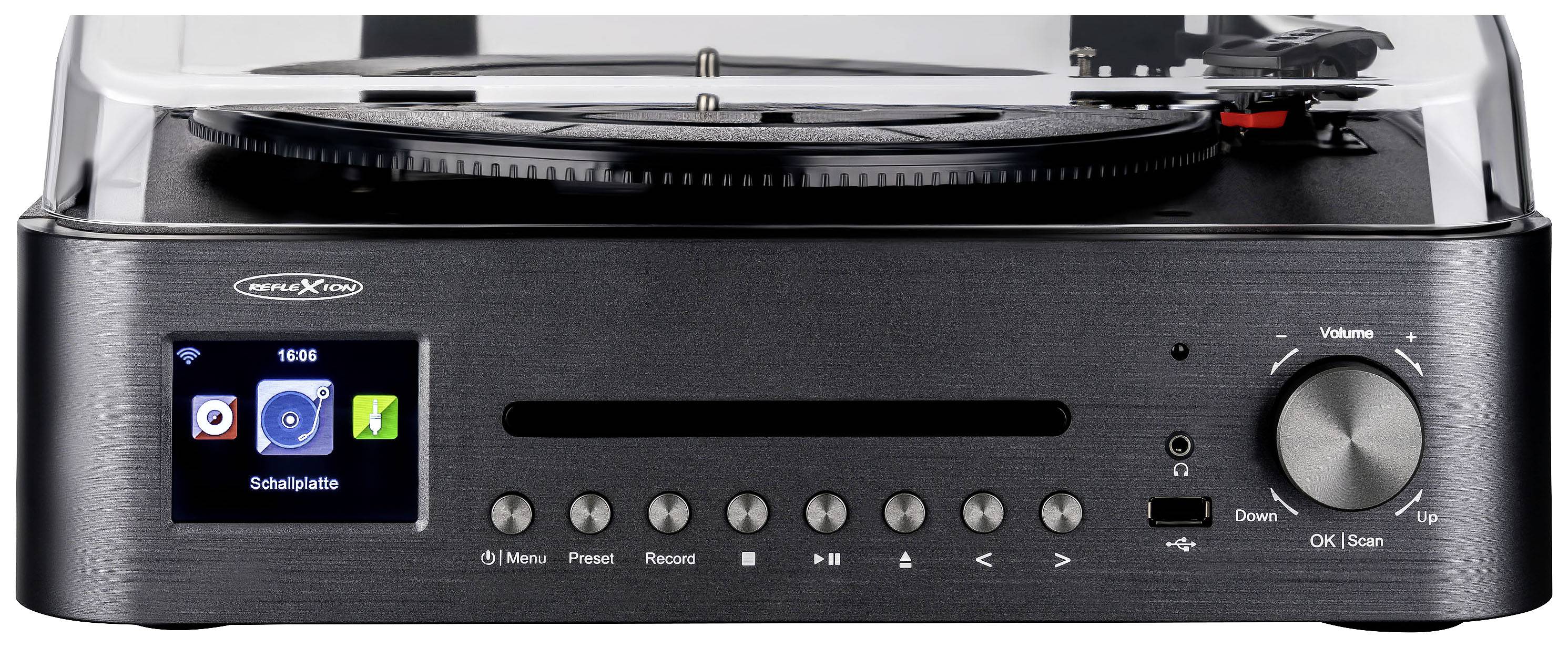 Reflexion HIF2080 Stereoanlage AUX, Bluetooth®, CD, DAB+, DLNA, Internetradio, Plattenspieler, Radiorecorder, UKW, USB, WLAN, Aufnahmefunktion