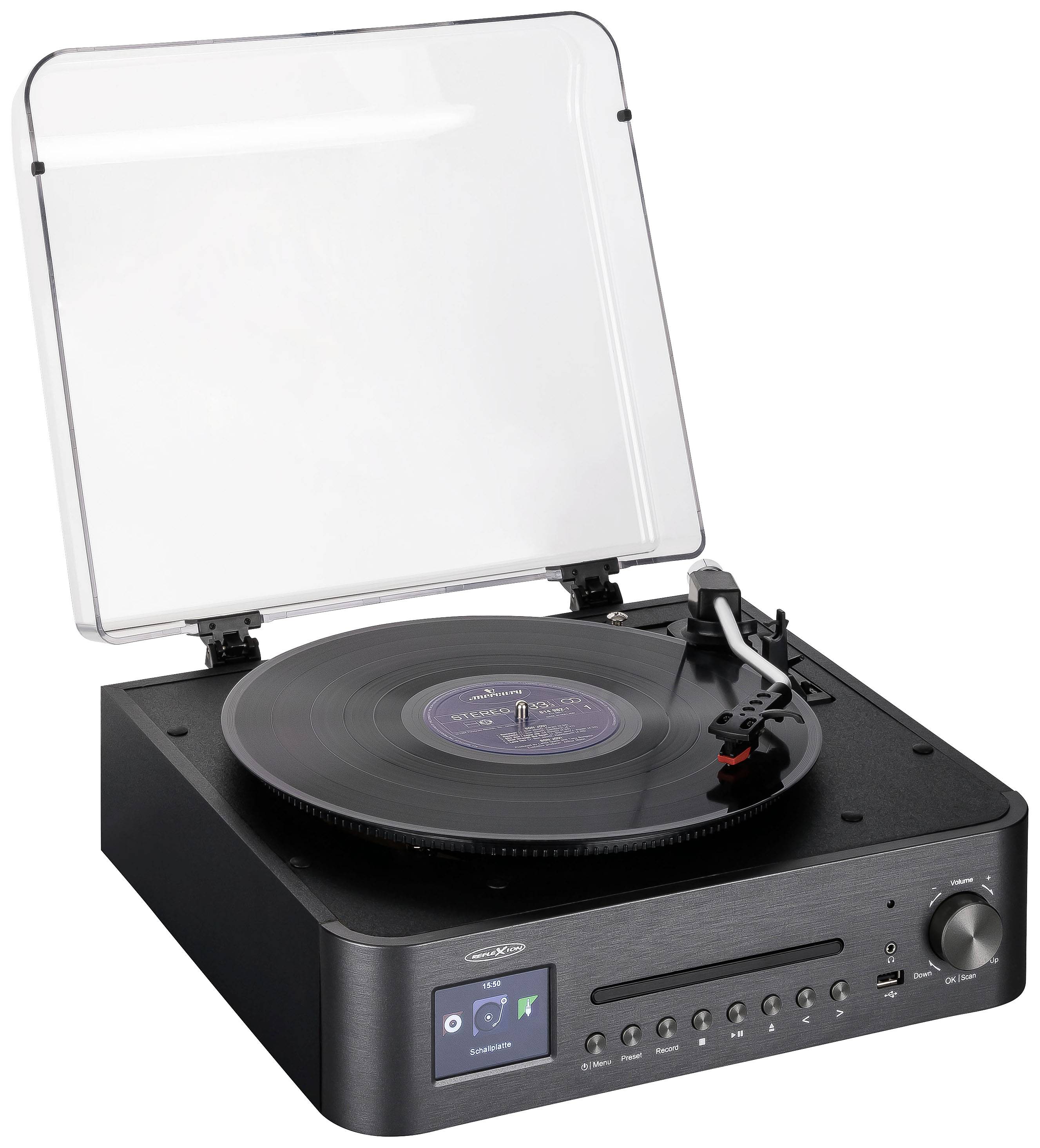 Reflexion HIF2080 Stereoanlage AUX, Bluetooth®, CD, DAB+, DLNA, Internetradio, Plattenspieler, Radiorecorder, UKW, USB, WLAN, Aufnahmefunktion