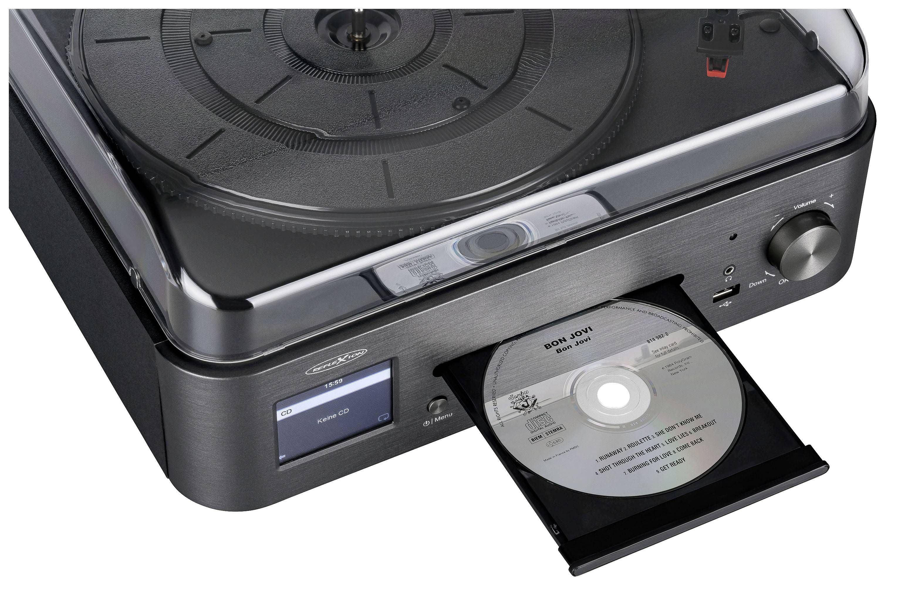 Reflexion HIF2080 Stereoanlage AUX, Bluetooth®, CD, DAB+, DLNA, Internetradio, Plattenspieler, Radiorecorder, UKW, USB, WLAN, Aufnahmefunktion