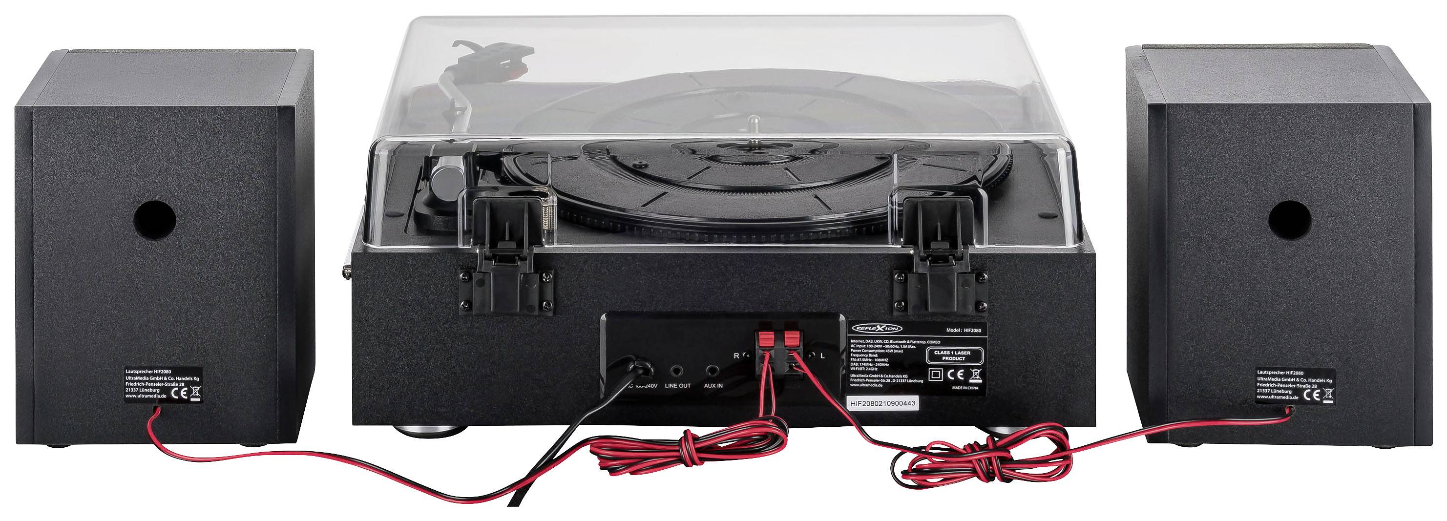 Reflexion HIF2080 Stereoanlage AUX, Bluetooth®, CD, DAB+, DLNA, Internetradio, Plattenspieler, Radiorecorder, UKW, USB, WLAN, Aufnahmefunktion