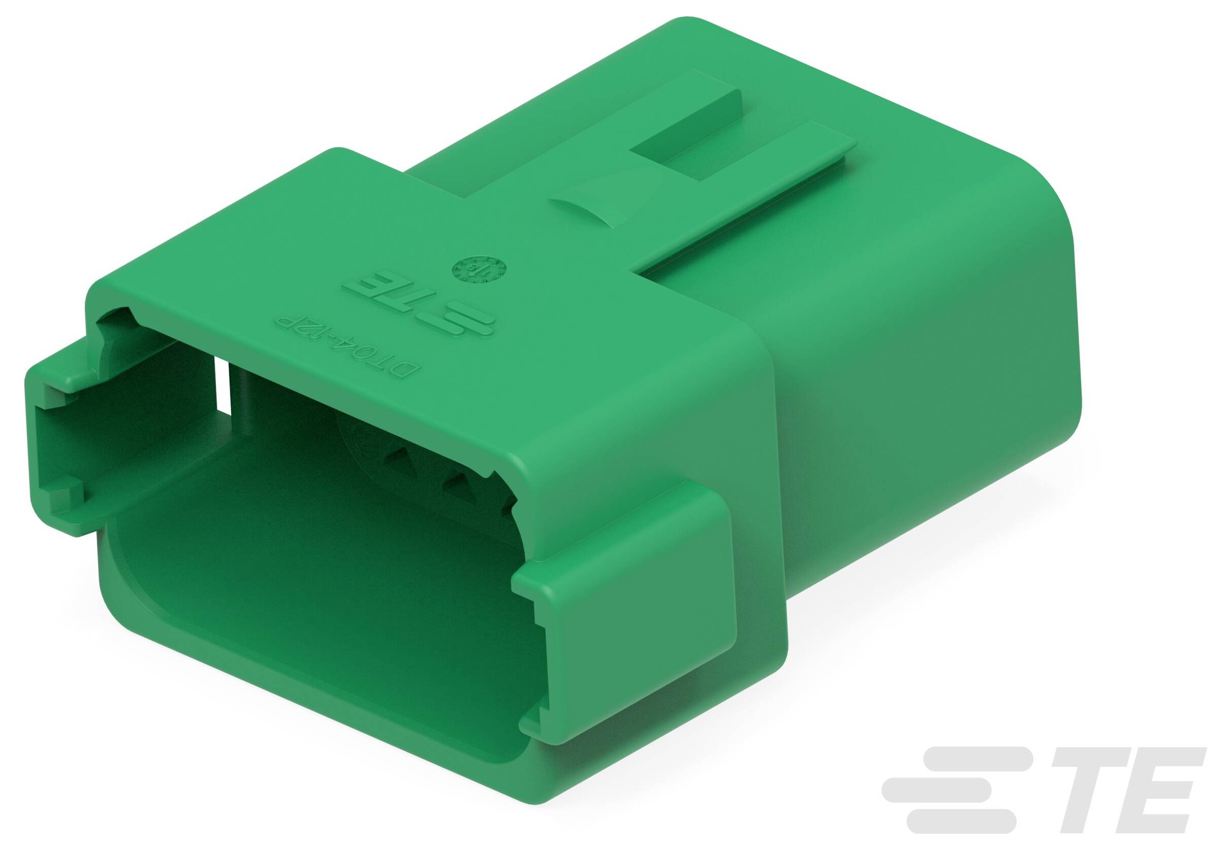 Ein grüner Kunststoff-Elektrostecker mit zwei rechteckigen Schlitzen und einem Verriegelungsmechanismus, der für sichere Drahtverbindungen verwendet wird.