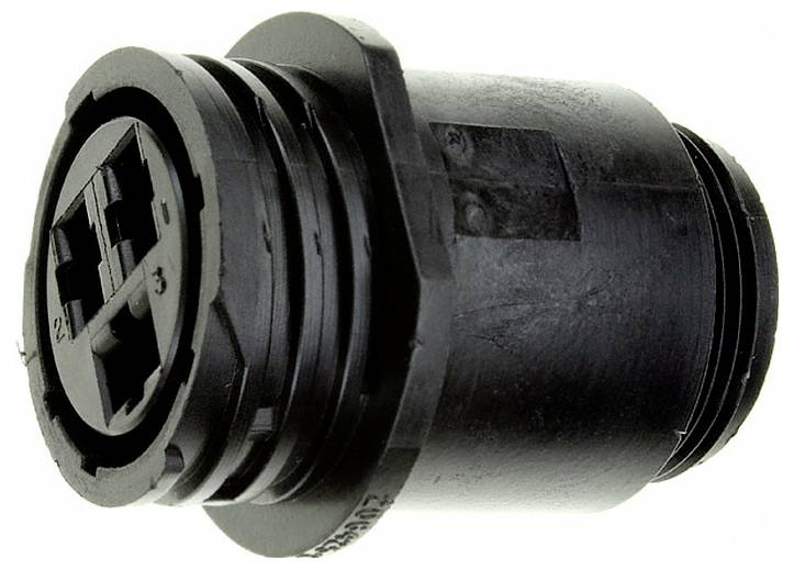 Eine Nahaufnahme eines schwarzen elektrischen Steckerverbinders mit sichtbaren nummerierten Stiften auf seiner Oberfläche, entwickelt für sichere Kabelverbindungen.