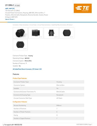 teconnectivity TE Connectivity 211398-2 Rundsteckverbinder Package