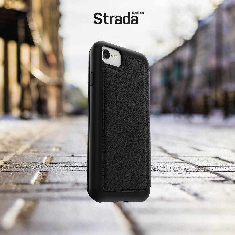 Otterbox Strada Booklet Apple iPhone SE (3rd/2nd gen)/8/7 Schwarz Handy Flip Case, Stoßfest 77-65076