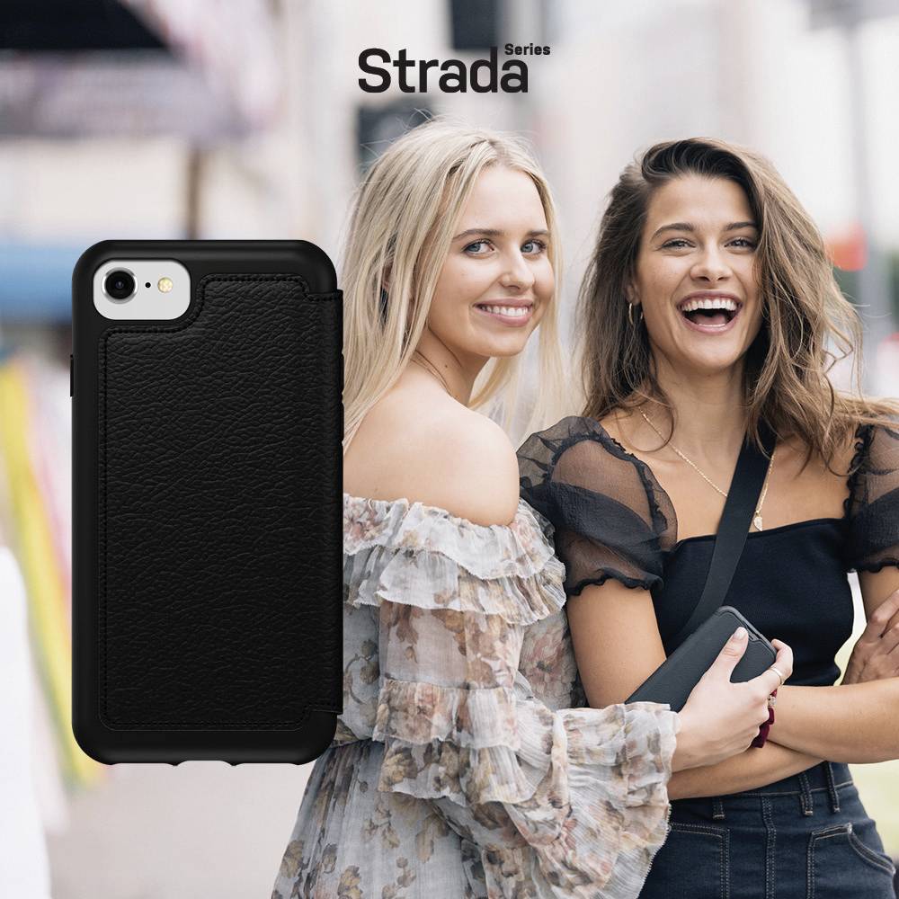 Otterbox Strada Booklet Apple iPhone SE (3rd/2nd gen)/8/7 Schwarz Handy Flip Case, Stoßfest 77-65076