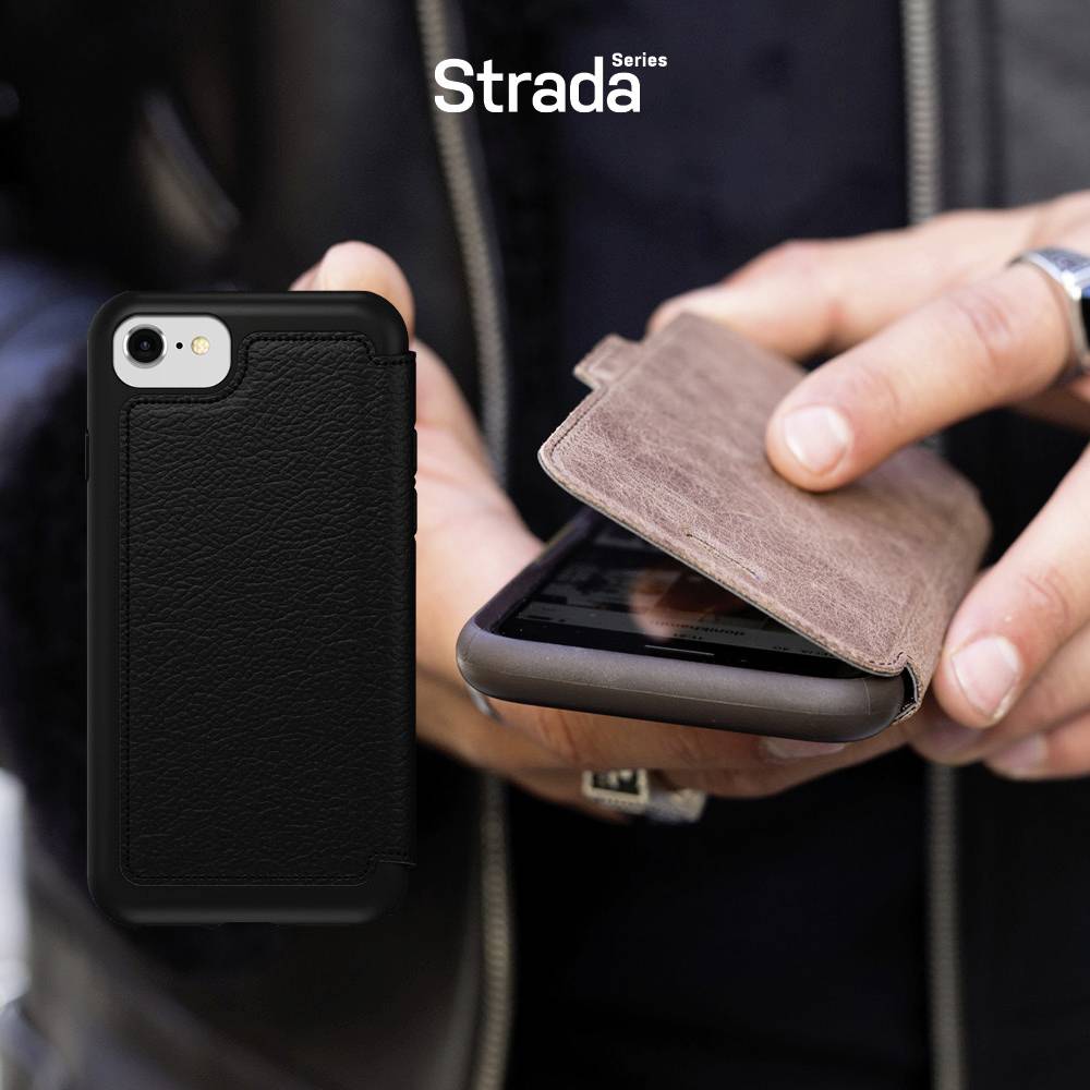 Otterbox Strada Booklet Apple iPhone SE (3rd/2nd gen)/8/7 Schwarz Handy Flip Case, Stoßfest 77-65076