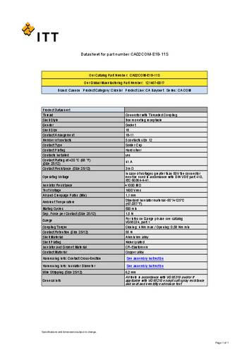 ITT 121467-0017 Rundsteckverbinder 1St.