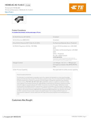 teconnectivity TE Connectivity F93186-000 Rundsteckverbinder Package 1St.