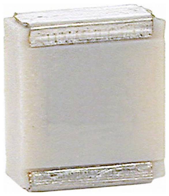 Ein kleines, rechteckiges, hellfarbiges elektronisches Bauelement mit Metallkontakten an den kürzeren Seiten, das häufig in Schaltkreisen verwendet wird.