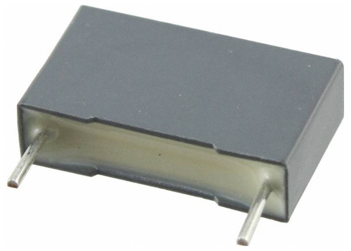 Ein gelber zylindrischer Kondensator mit Metallanschlüssen auf beiden Seiten, der in elektronischen Schaltkreisen verwendet wird.