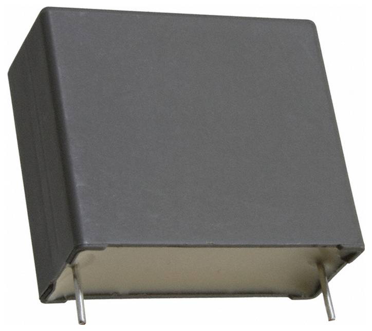 Ein quadratisches, schwarzes elektronisches Bauteil mit zwei Metalldrähten, die aus der Unterseite herausragen, das in elektronischen Geräten für verschiedene Funktionen verwendet wird.