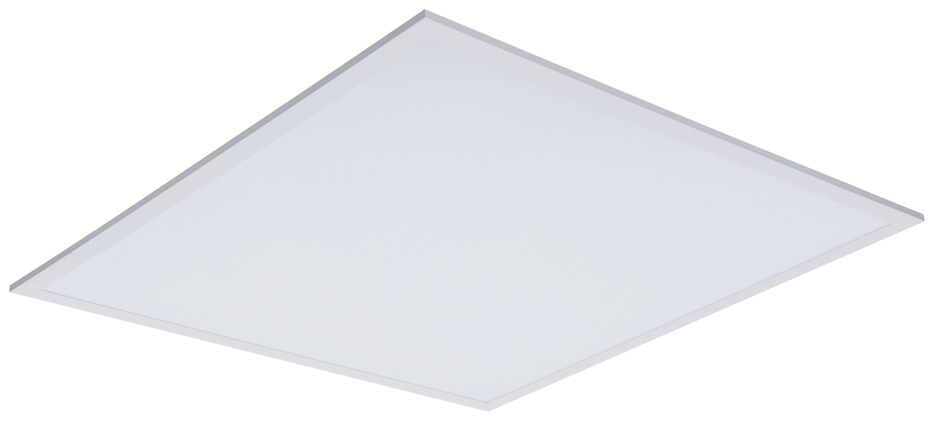 Ein rechteckiges LED-Panel mit weißem Rahmen, geeignet zur Deckenmontage, bietet gleichmäßige Beleuchtung.