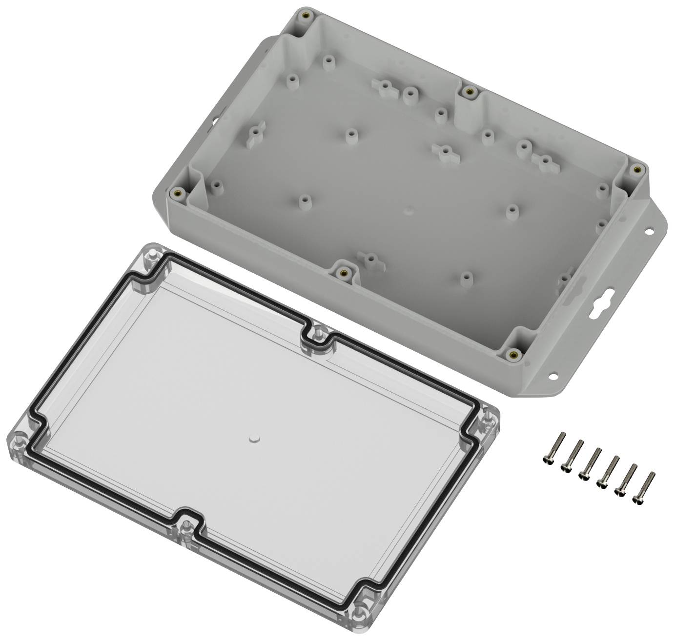 TRU COMPONENTS TC-10860984 Flansch-Gehäuse 209.70 x 139.80 x 45.10 Polycarbonat Lichtgrau 1St.