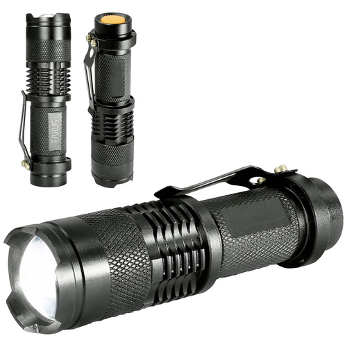 Eaxus Glow-X LED Mini-Taschenlampe mit Gürtelclip batteriebetrieben 300 lm 40 g