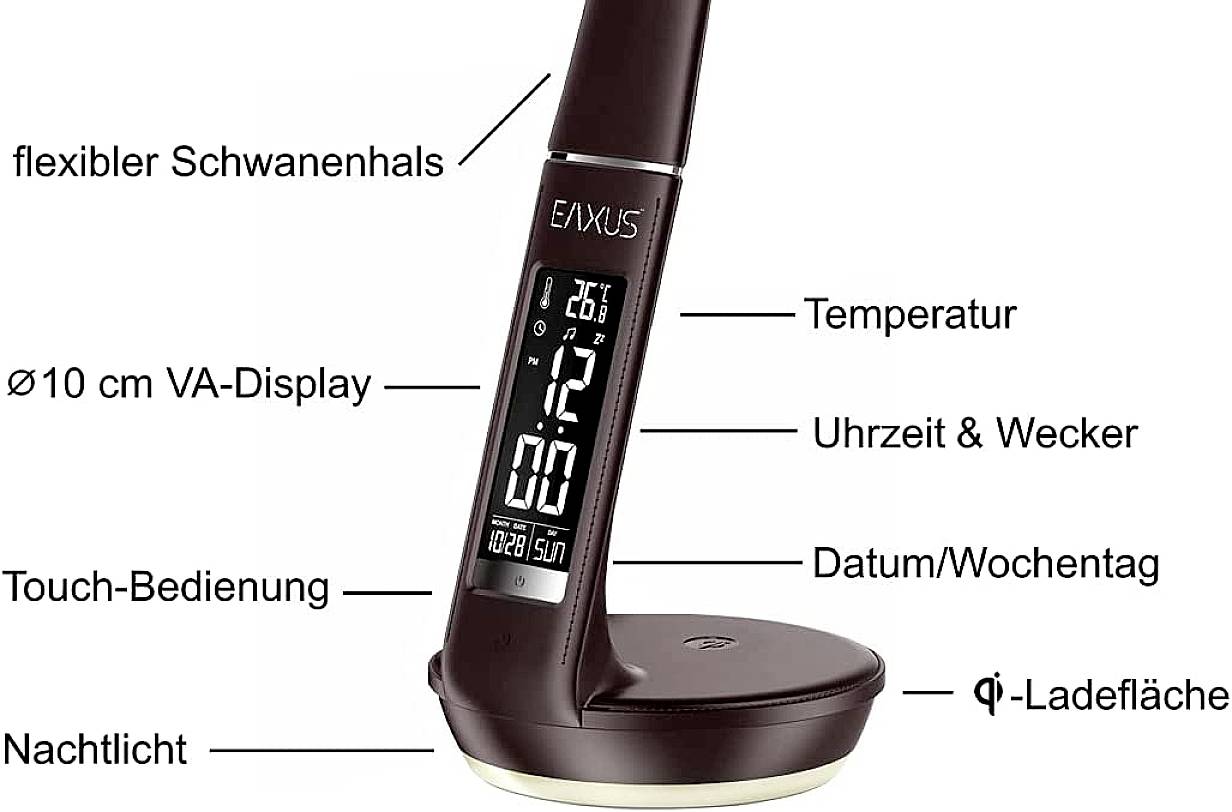 Eaxus 89130 43605 LED-Schreibtischleuchte LED LED fest eingebaut 5 W EEK: C (A - G) Braun