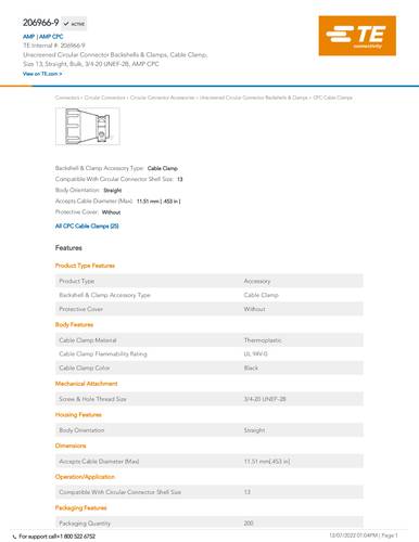 teconnectivity TE Connectivity 206966-9 Rundsteckverbinder Package