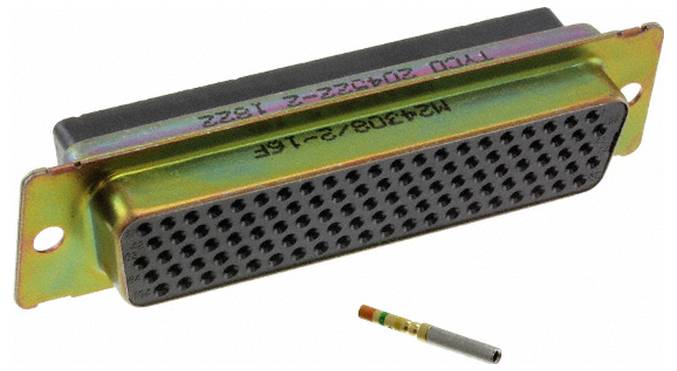 Ein schwarzer 30-poliger rechteckiger elektronischer Stecker mit goldenen Kontakten, der zum Verbinden elektronischer Komponenten in Geräten verwendet wird.