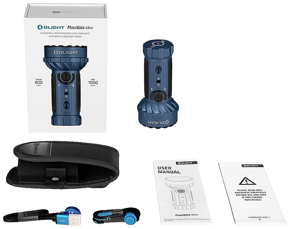 OLight Marauder Mini midnight blue LED Taschenlampe Große Reichweite akkubetrieben 7000lm 462g