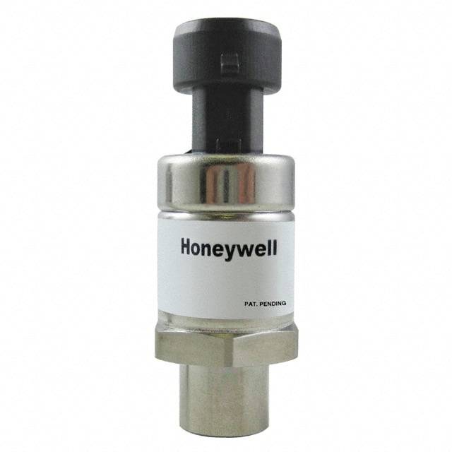 Ein silberner Drucksensor mit der Aufschrift 'Honeywell'. Oberer Teil schwarz, zylindrische Form, geeignet für industrielle Anwendungen.