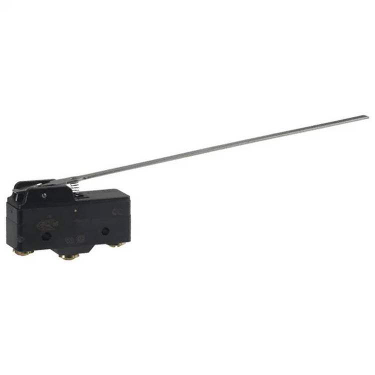 Ein blauer Scheibenkondensator mit zwei langen Metalldrähten, die nach unten verlaufen.