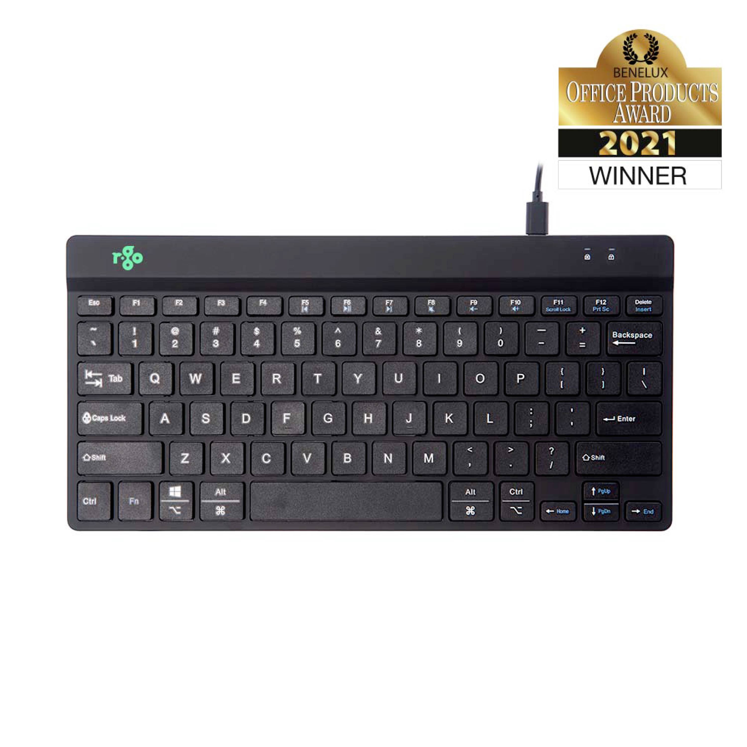 R-GO Tools Compact Break Kabelgebunden Tastatur US-Englisch, QWERTY Schwarz Ergonomisch