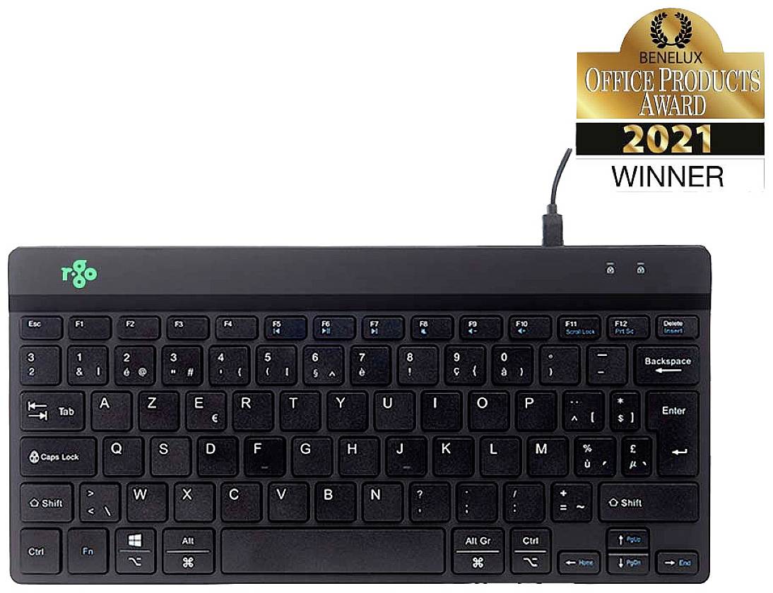 R-GO Tools Compact Break Tastatur Belgisch, AZERTY Schwarz Ergonomisch