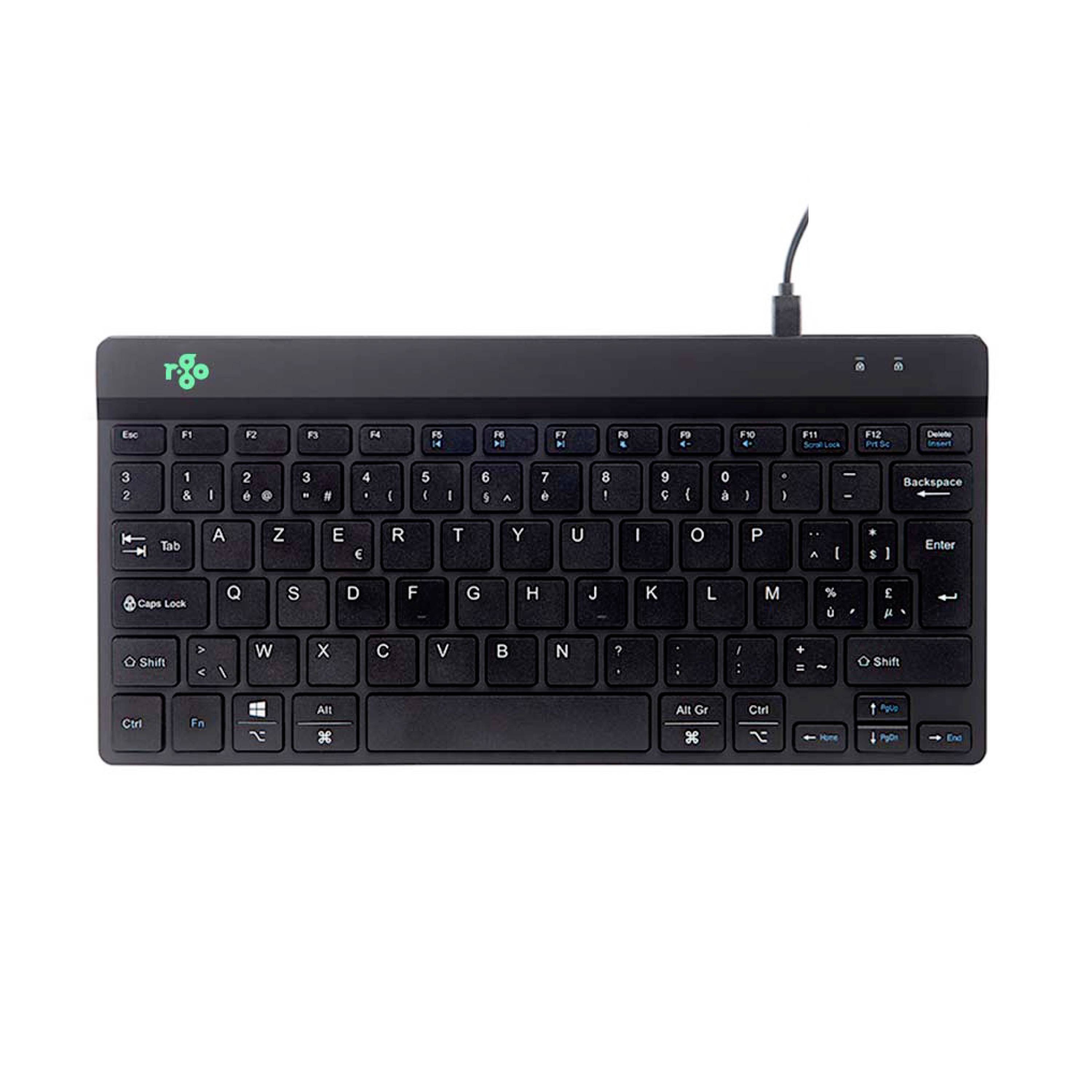 R-GO Tools Compact Break Tastatur Belgisch, AZERTY Schwarz Ergonomisch