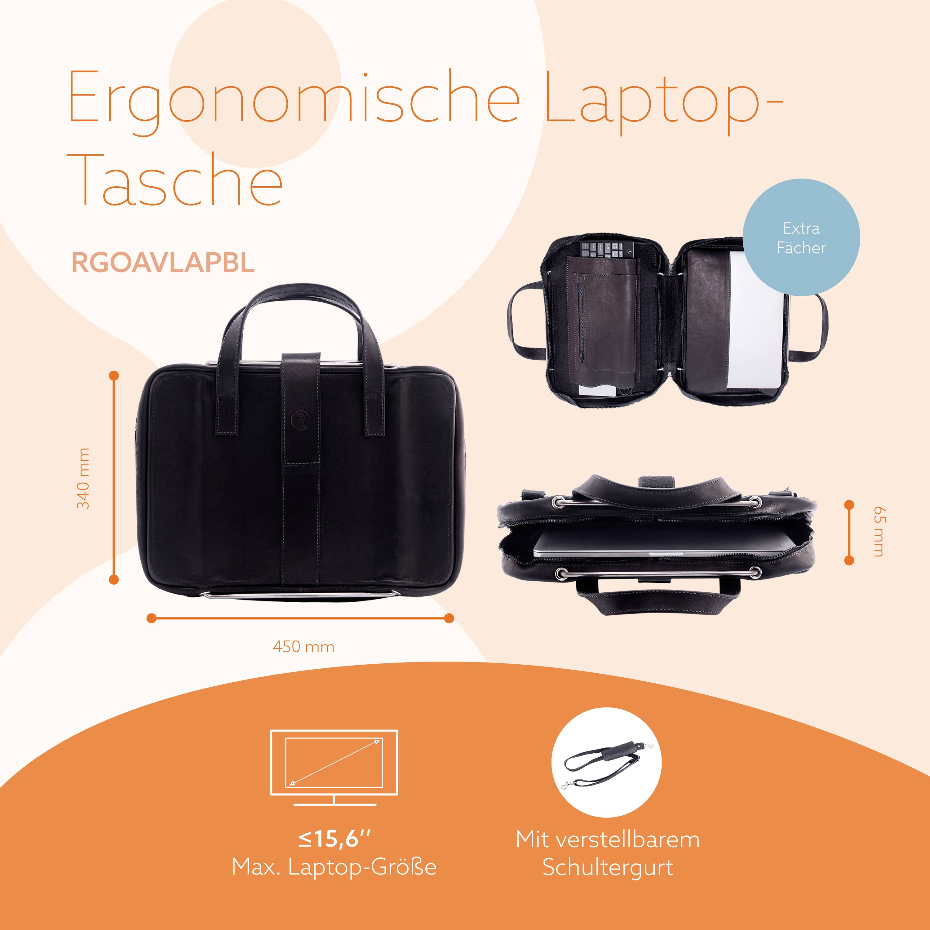 R-GO Tools Notebook Tasche Viva Passend für maximal: 39,6 cm (15,6") Schwarz