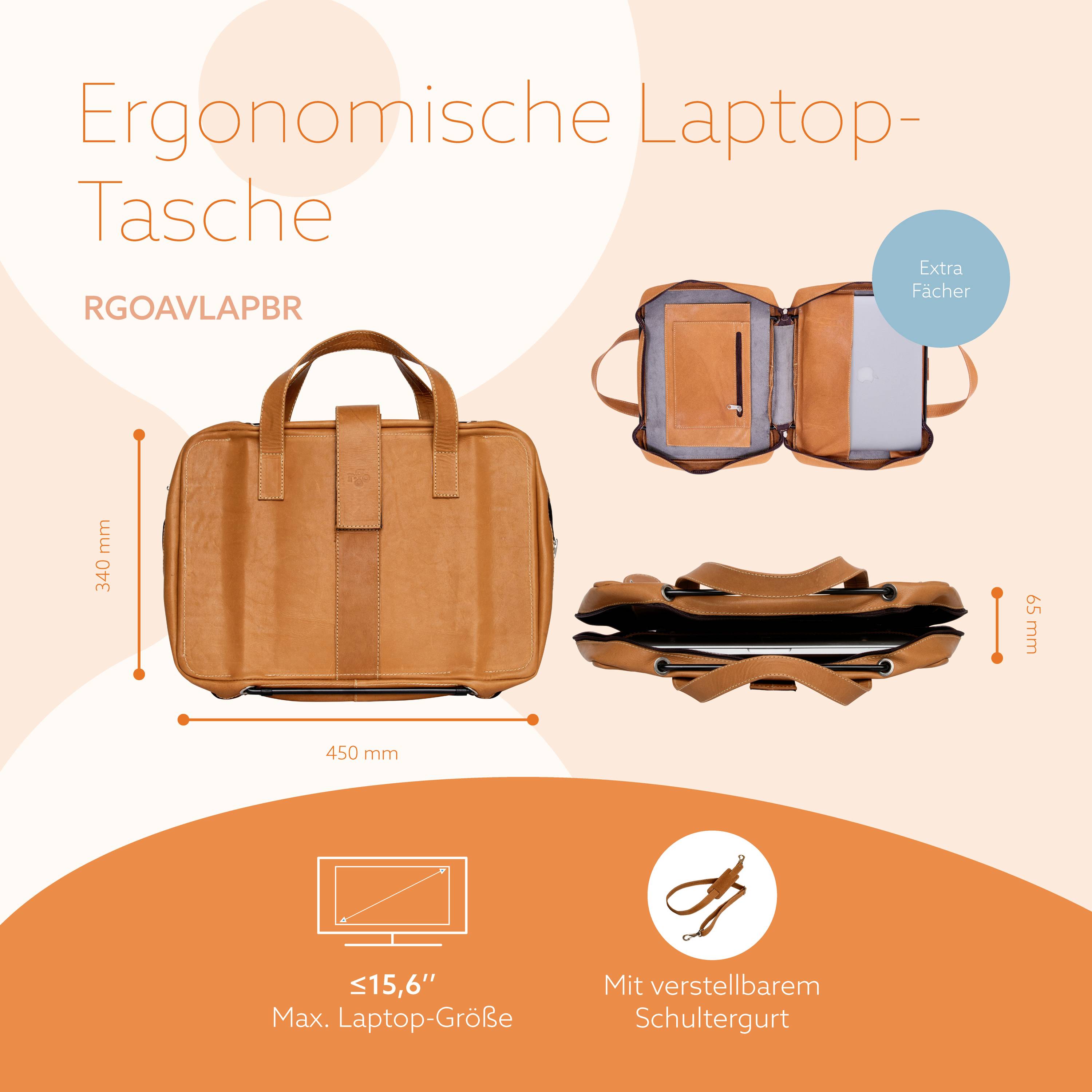 R-GO Tools Notebook Tasche Viva Passend für maximal: 39,6 cm (15,6") Braun