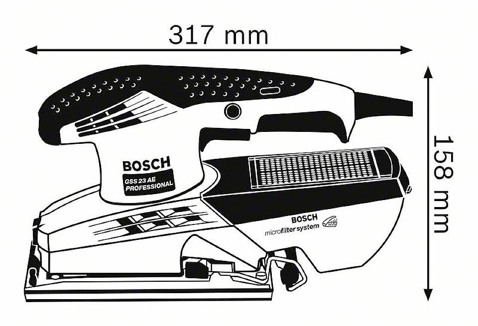 Bosch Professional GSS 23 AE, B-Ware 0601070703920 Schwingschleifer inkl. Koffer 190W 92 x 182mm