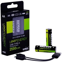Verico LoopEnergy AA USB-C® 2550mWh USB-C® Akku Li-Ion 1700 mAh 1.5V 2St. Verico LoopEnergy AA USB-C® 2550mWh USB-C® Akku Li-Ion 1700 mAh 1.5V 2St.