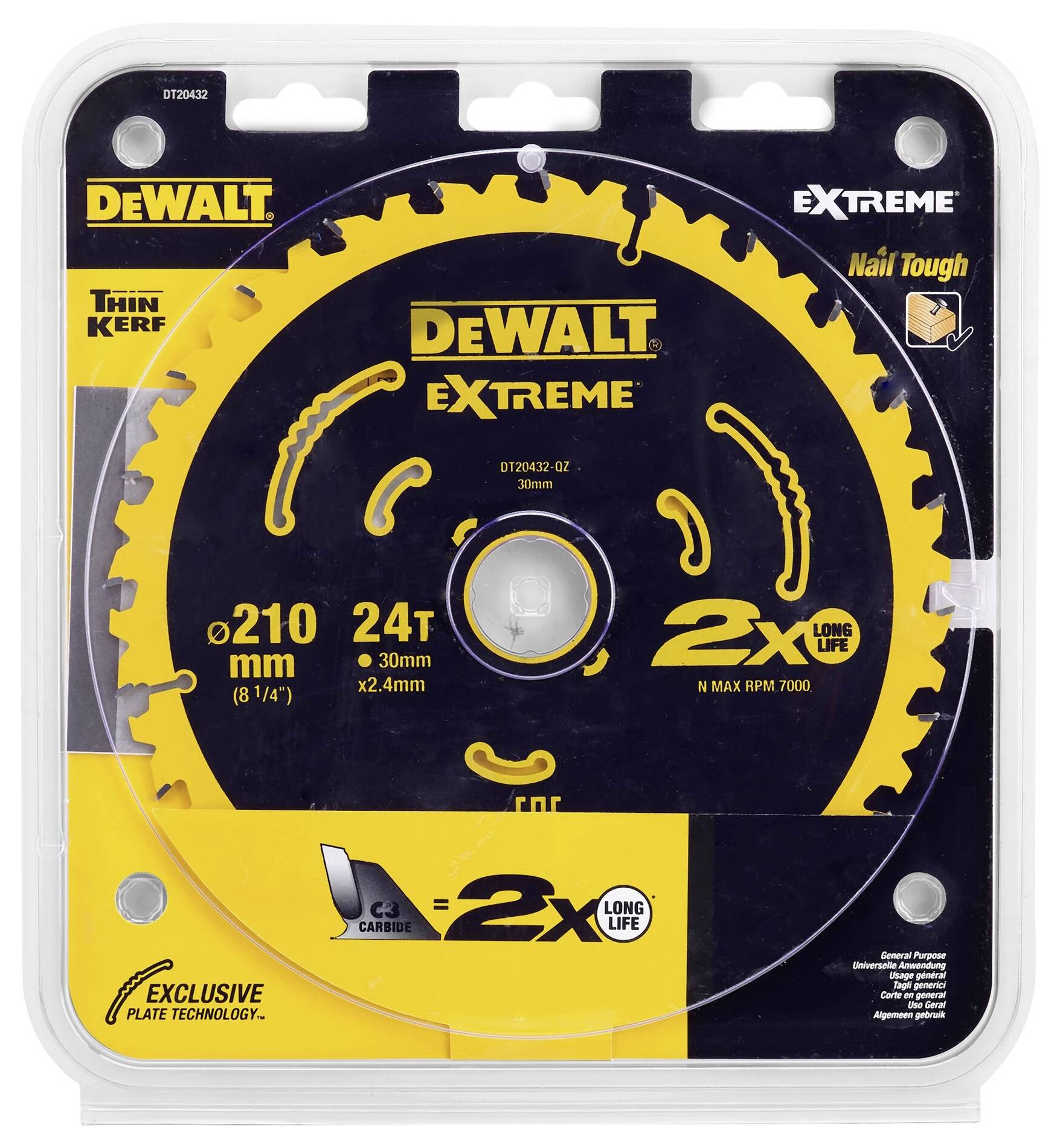 DEWALT DT20432-QZ Kreissägeblatt 210 x 30 x 2.4mm Zähneanzahl: 24 1St.