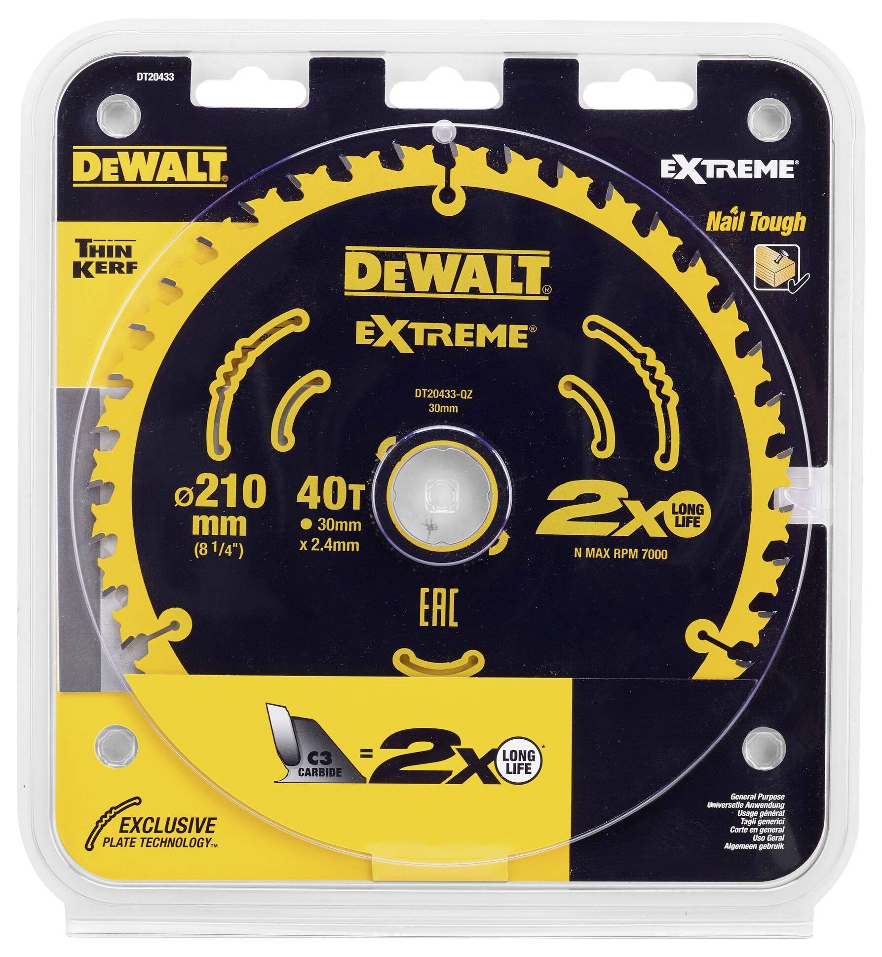 DEWALT DT20433-QZ Kreissägeblatt 210 x 30 x 2.4mm Zähneanzahl: 40 1St.