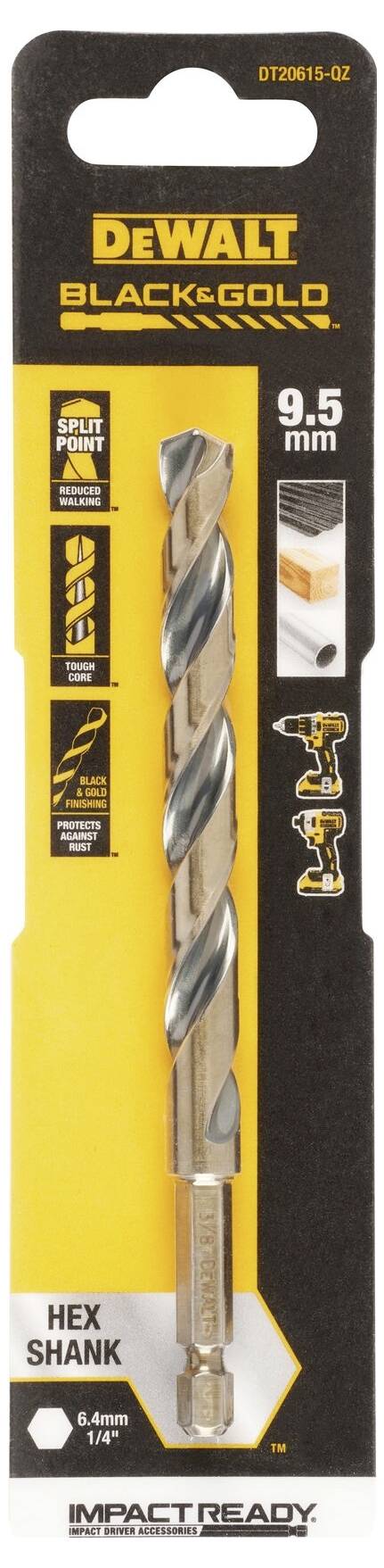 DEWALT DT20615-QZ HSS-G Metall-Spiralbohrer 1 Stück 9.5mm Gesamtlänge 130mm korrosionsgeschützt Sechskant 1St.