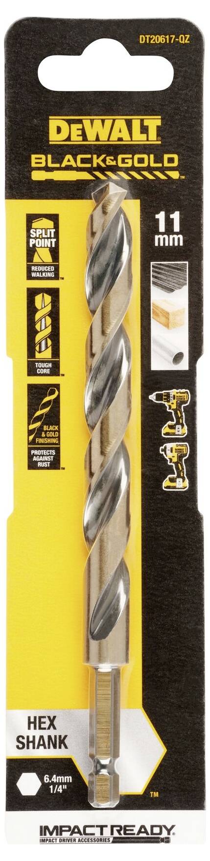 DEWALT DT20617-QZ HSS-G Metall-Spiralbohrer 1 Stück 11mm Gesamtlänge 145mm korrosionsgeschützt Sechskant 1St.