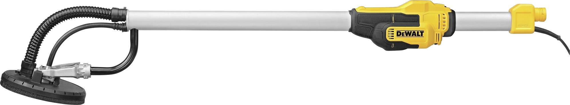 Eine gelb-schwarze Elektrowerkzeug-Schleifmaschine mit langem Griff und rundem Schleifkopf, geeignet für Wände und Decken.