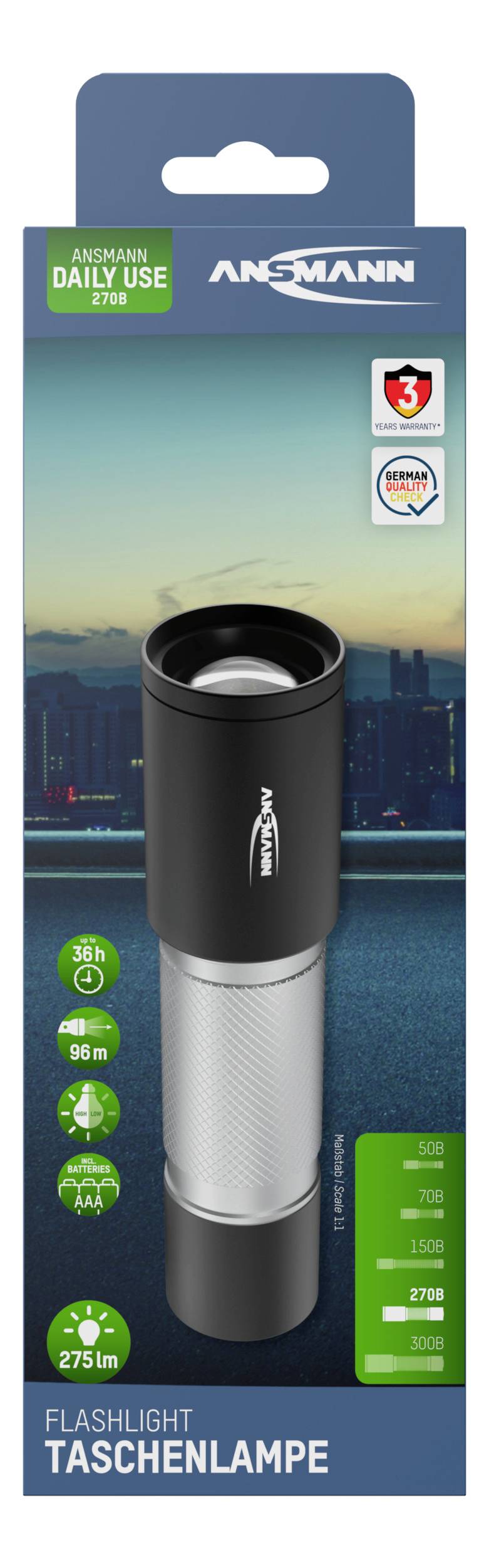 Ansmann Daily Use 270B LED Taschenlampe batteriebetrieben 275 lm 36 h 142 g