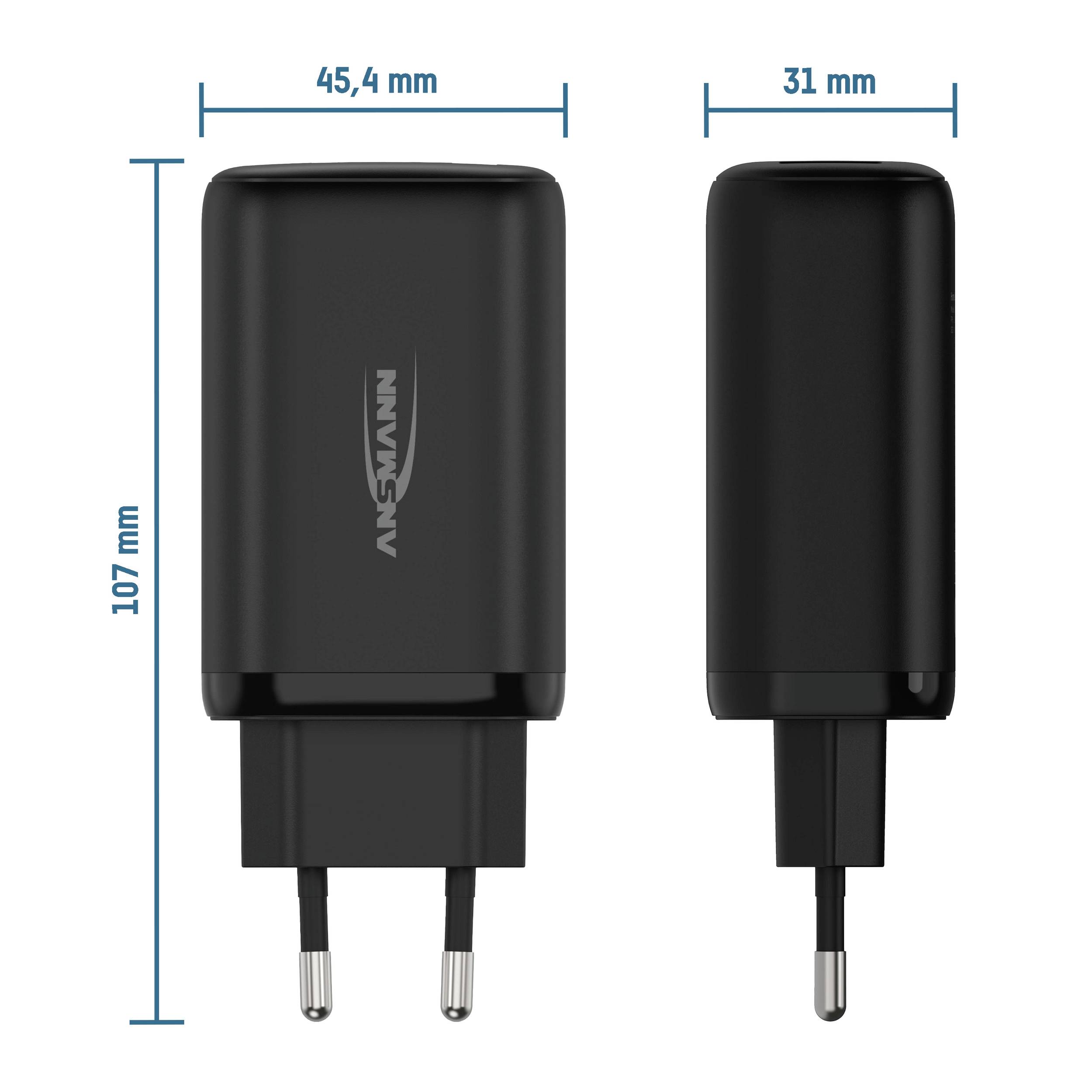 Ansmann Home Charger HC365PD USB Ladegerät 65W 1x USB-A, 2x USB-C® USB PD Schwarz Innenbereich