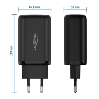 Ansmann Home Charger HC365PD USB Ladegerät 65W 1x USB-A, 2x USB-C® USB PD Schwarz Innenbereich Ansmann Home Charger HC365PD USB Ladegerät 65W 1x USB-A, 2x USB-C® USB PD Schwarz Innenbereich