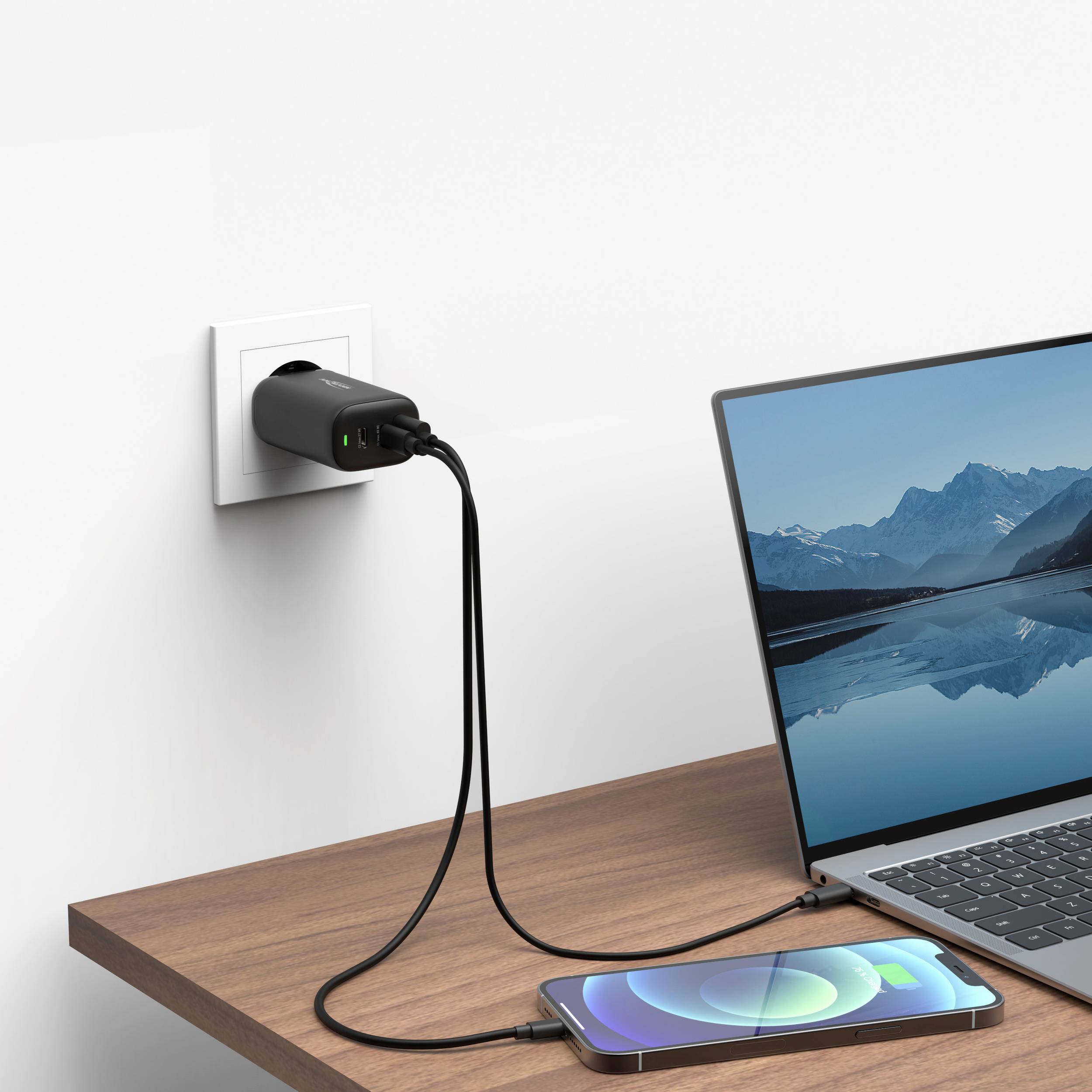 Ansmann Home Charger HC365PD USB Ladegerät 65W 1x USB-A, 2x USB-C® USB PD Schwarz Innenbereich