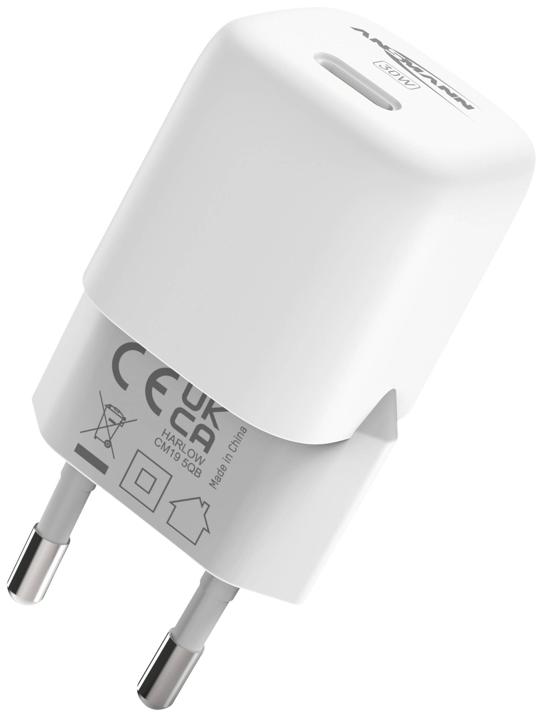 Ansmann Home Charger HC130PD-mini USB Ladegerät 30 W 1x USB-C® USB PD Weiß Innenbereich GaN, USB Power Delivery (USB-PD)