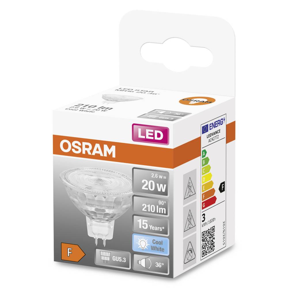 OSRAM HOMELIGHTING 4058075796775 LED EEK F (A - G) GU5.3 2.1 W = 20 W Neutralweiß (Ø x H) 50 mm x 44 mm 1 St.