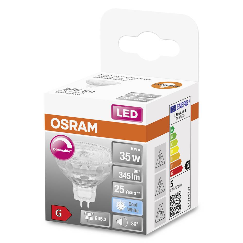 OSRAM HOMELIGHTING 4058075796737 LED EEK G (A - G) GU5.3 5W = 35W Neutralweiß (Ø x H) 50mm x 44mm 1St.